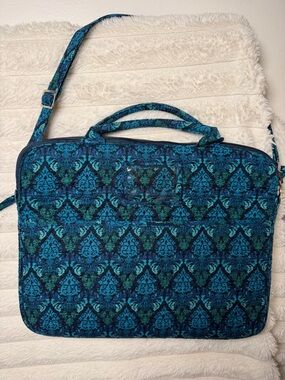 Vera Bradley Quilted Blue & Teal Laptop Tote with Strap